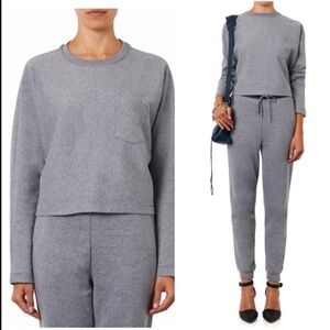 Alexander Wang Grey Dolman Sleeve Crop Athlesuire Cozy Shirt Medium